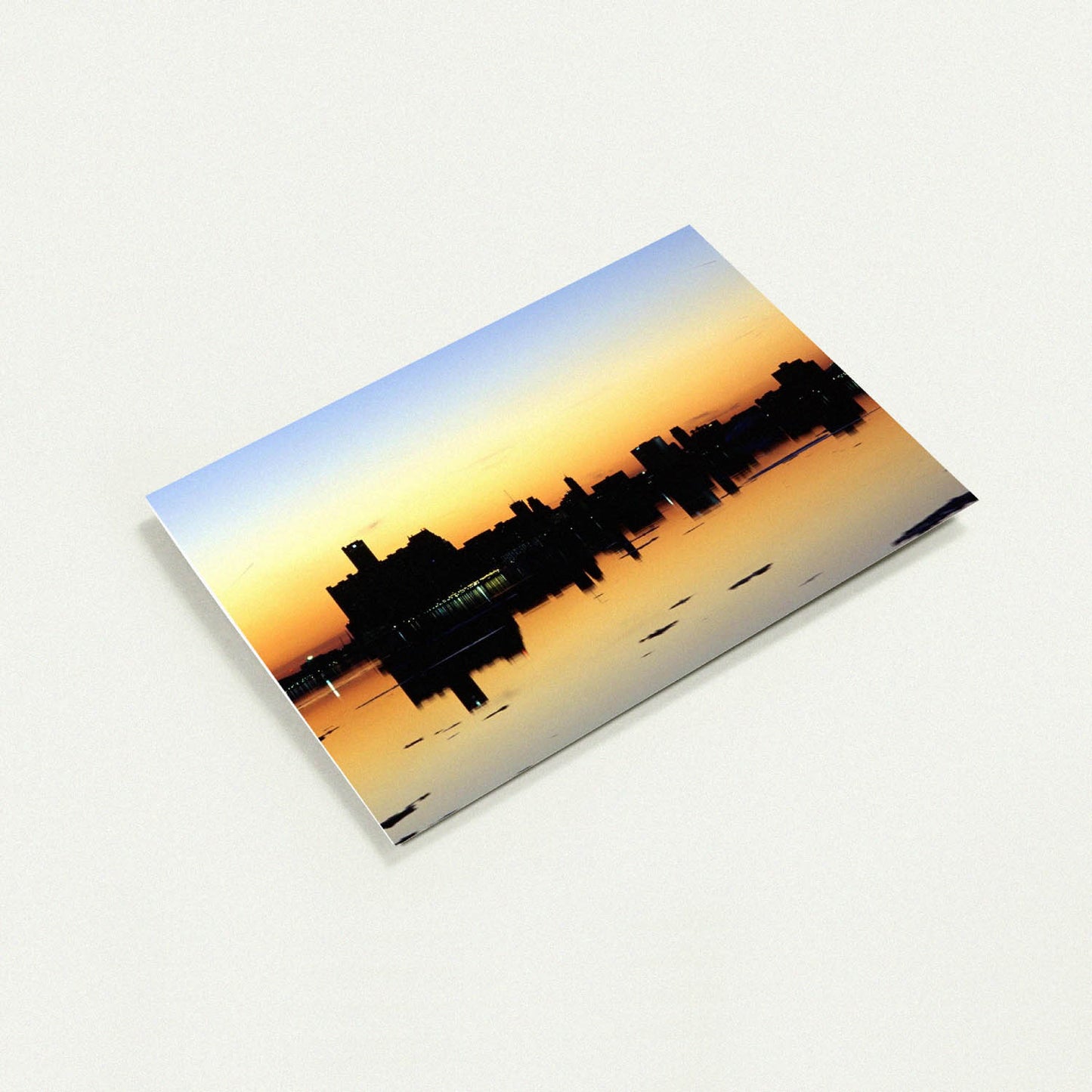 Detroit Skyline Golden Hour Silhouette greeting card by Peter Tkacz