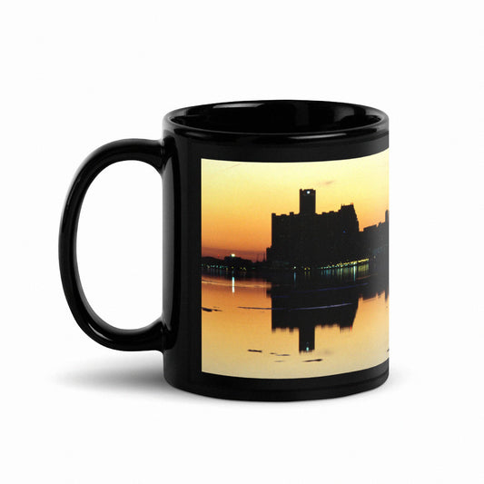 Detroit Skyline Golden Hour Silhouette greeting card by Peter Tkacz