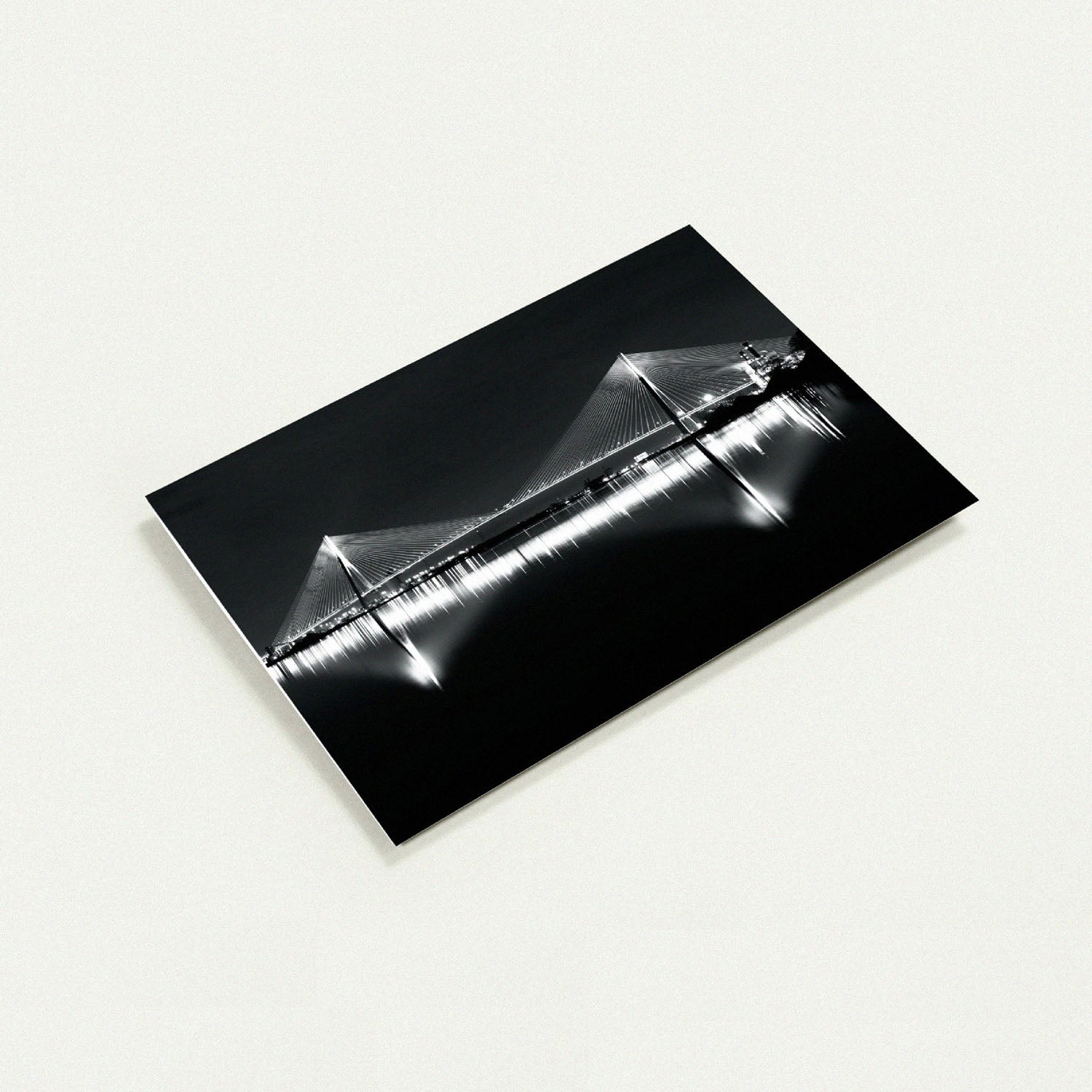 Noir Gordie Howe International Bridge greeting card by Peter Tkacz