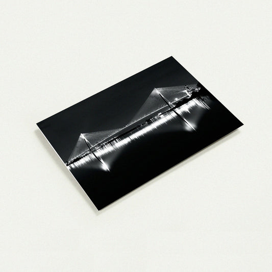 Noir Gordie Howe International Bridge greeting card by Peter Tkacz