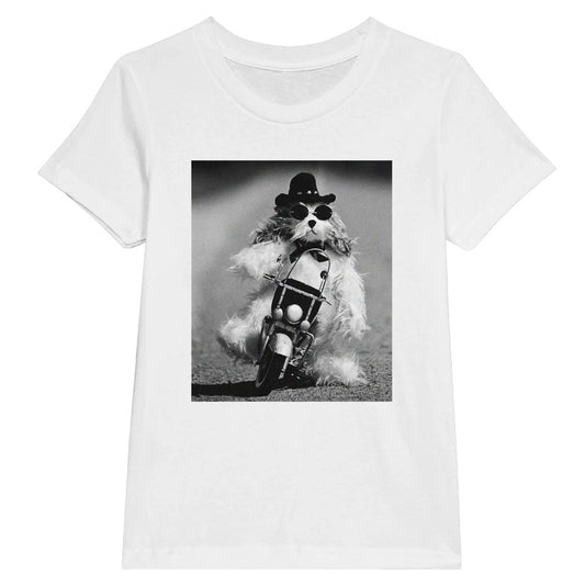 Biker Dog Kids T-Shirt by Uliana Blacklock